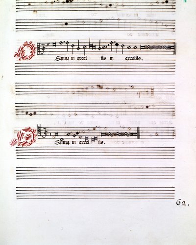 Rękopis OSANNY „Mess of Mantua” Giovanniego Pierluigiego da Palestrina (1525 - 1594), włoskiego kompozytora. autorstwa Giovanni Pierluigi da (after) Palestrina