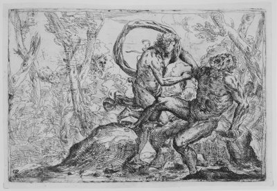 Obdzieranie ze skóry Marsjasza, połowa XVII wieku. autorstwa Giovanni Pietro Possenti
