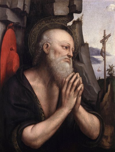Pokutnik św. Hieronima (olej na panelu) autorstwa Giovanni Pietro Rizzoli Giampietrino