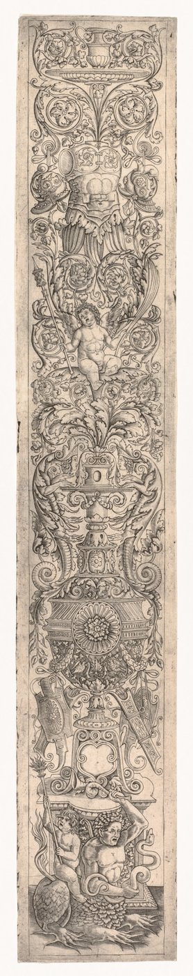 Panel ozdobny: Tryton jeżdżony przez dziecko autorstwa Giovanni Pietro da Birago