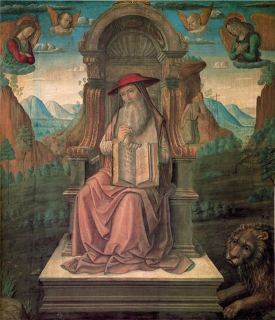 Św. Hieronim na tronie, ok. 1475 r. autorstwa Giovanni Santi
