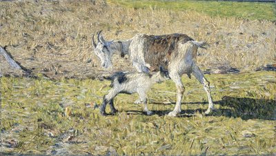 Koza z dzieckiem autorstwa Giovanni Segantini