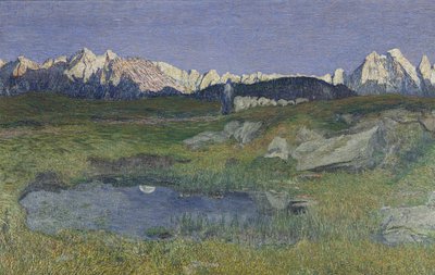 Krajobraz alpejski o zachodzie słońca autorstwa Giovanni Segantini