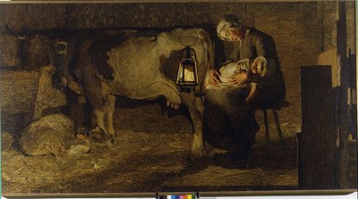 Obie matki. Obraz Giovanniego Segantiniego (1858 - 1899). 1889. Wys., 157x280 cm. Galeria Sztuki Współczesnej Civica, Mediolan. autorstwa Giovanni Segantini