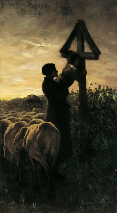 Үнсэлт загалмай, Жованни Сегантини (1858-1899) поли autorstwa Giovanni Segantini