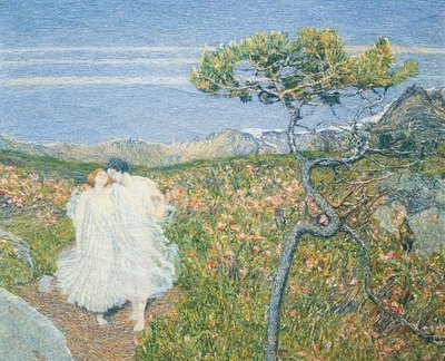 Miłość przy źródle życia lub Kochankowie u źródeł życia, Giovanni Segantini, detal autorstwa Giovanni Segantini