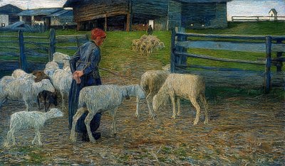 Wróć do stajni. 1888 autorstwa Giovanni Segantini
