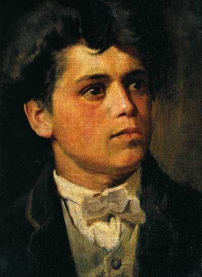 Autoportret w wieku 20 lat, Giovanni Segantini (1858-1899), olej na płótnie, 35x26 cm autorstwa Giovanni Segantini