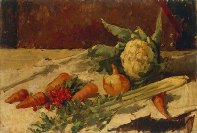 Martwa natura z marchewką, Giovanni Segantini (1858-1899), olej na płótnie, 51x75 cm autorstwa Giovanni Segantini