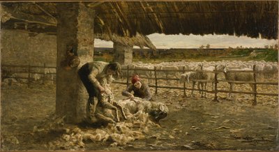Strzyżenie owiec, 1883-1884 autorstwa Giovanni Segantini