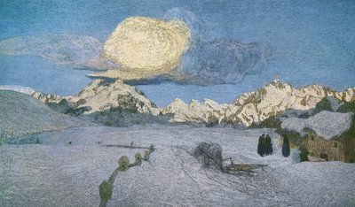Tryptyk Alpy, śmierć, ok. 1898, Giovanni Segantini (1858-1899), olej na płótnie autorstwa Giovanni Segantini