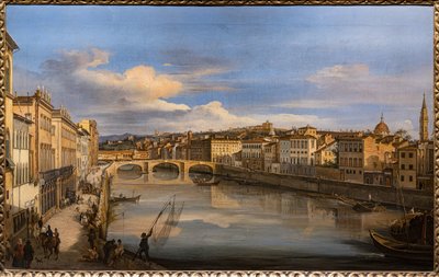 Widok na Arno z mostu Alla Carraia autorstwa Giovanni Signorini