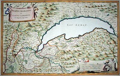 Jezioro Genewskie, z dwutomowej księgi miejskiej Sabaudii i Piemontu, rytowane przez Joannesa de Broena (1649-ok. 1730) autorstwa Giovanni Tommaso (after) Borgionio