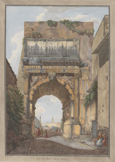 Łuk Tytusa, ca. 1780. Twórcy: Giovanni Volpato, Louis Ducros. autorstwa Giovanni Volpato, Louis Ducros