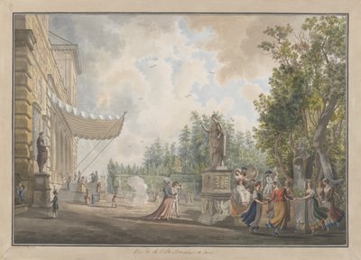Willa Borghese, ca. 1780. Twórcy: Giovanni Volpato, Louis Ducros. autorstwa Giovanni Volpato, Louis Ducros