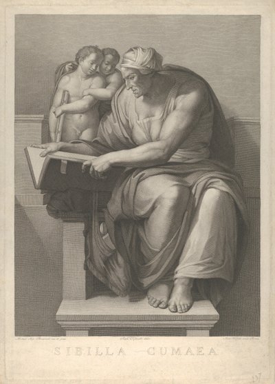 Sybilla Kumejska według fresku Michała Anioła w Kaplicy Sykstyńskiej, 1784-90. autorstwa Giovanni Volpato
