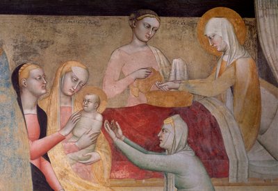 Życie Dziewicy: narodziny Maryi, szczegół (Fresco autorstwa Giovanni da Milano