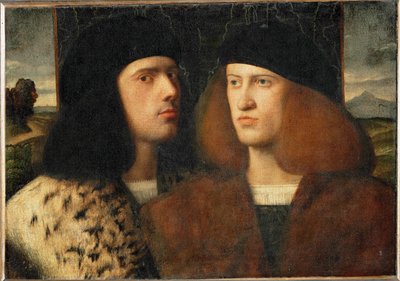 Dwóch młodych mężczyzn, prawdopodobnie Giovanni i Gentile Bellini ... autorstwa Giovanni de Busi Cariani