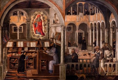 Święty Hieronim ukazuje się świętemu Augustynowi, około 1505-1510 (olej i tempera na płótnie) autorstwa Giovanni di Niccolo Mansueti
