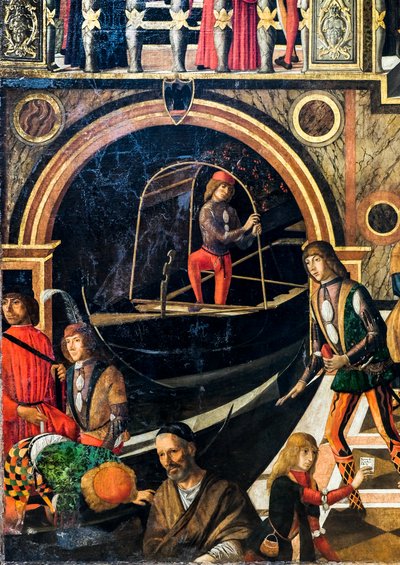 Cudowne uzdrowienie córki Benvegnudo da San Polo dzięki relikwii krzyża, ok. 1502 r. (olej na płótnie) autorstwa Giovanni di Niccolo Mansueti