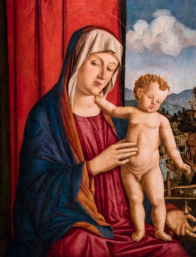 Dziewica z Dzieciątkiem, ok. 1500-1525 (technika mieszana na drewnie topoli) autorstwa Giovanni di Niccolo Mansueti