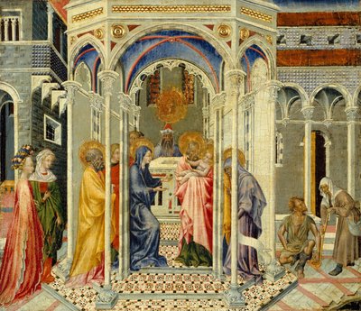 Ofiarowanie Chrystusa w świątyni, ca. 1435. autorstwa Giovanni di Paolo