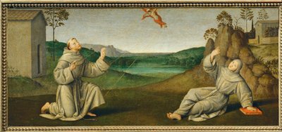 Święty Franciszek z Asyżu otrzymuje stygmaty ... autorstwa Giovanni di Pietro (c.1450 1529) (studio of)