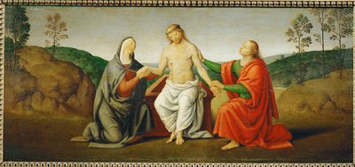 Martwy Chrystus podtrzymywany przez Dziewicę Maryję i świętego Jana Apostoła ... autorstwa Giovanni di Pietro (c.1450 1529) (studio of)