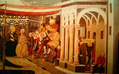 Front z Adimari Cassone przedstawiający scenę ślubu przed baptysterium, ok. 1450 autorstwa Giovanni di Ser Giovanni Scheggia