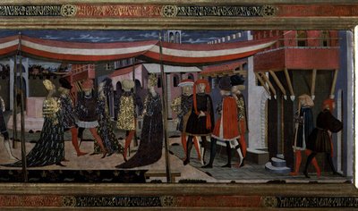 Front z Adimari Cassone, fragment prawej ręki, ok. 1450 (tempera na panelu) (detal 80304) autorstwa Giovanni di Ser Giovanni Scheggia