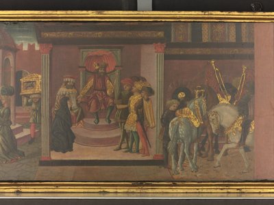 Opowieść o Trajanie i wdowie, detal panelu z cassone, ok. 1450 (tempera na panelu) autorstwa Giovanni di Ser Giovanni Scheggia