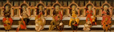 „Siedem sztuk wyzwolonych” (arytmetyka, geometria, muzyka, astrologia, logika, retoryka i gramatyka) - Siedem sztuk wyzwolonych - Malarstwo Giovanniego di Ser Giovanniego autorstwa Giovanni di Ser Giovanni Scheggia