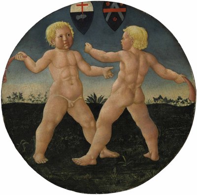 Desco da parto: Dwóch chłopców podczas zabawy autorstwa Giovanni Di Ser Giovanni Guidi