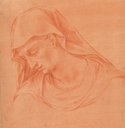 Głowa kobiety w żałobie w lewym profilu, ok. godz. 1575-80. autorstwa Girolamo Macchietti