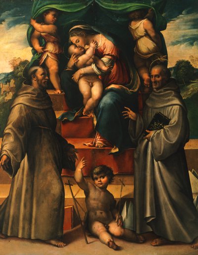 Madonna z Dzieciątkiem i świętymi – Girolamo Marchesi da Cotignola (1471-ca 1540) autorstwa Girolamo Marchesi da Cotignola