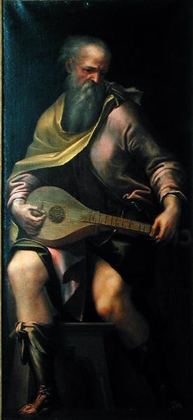 Grający na lutni, ok.1562 autorstwa Girolamo Mazzola Bedoli
