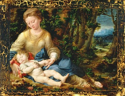 Dziewica z Dzieciątkiem w krajobrazie, ok. 1536-37 autorstwa Girolamo Mazzola Bedoli