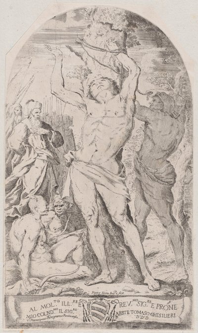 Św. Sebastian przywiązany do drzewa, 1625-50. autorstwa Girolamo Pedrignani