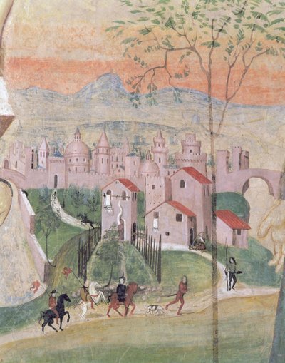 Widok Prato City, fragment z Ukrzyżowania, z Domu Kapituły, 1509 autorstwa Girolamo Ristori