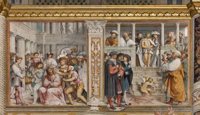 Środkowa Aave, Czwarte Przęsło Południowe, Koronacja Cierniowa, Ecce Homo, Girolamo Romanino autorstwa Girolamo Romanino