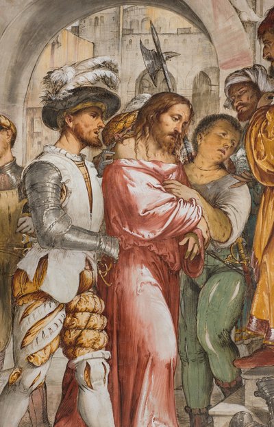 Nawa główna, piąte przęsło południowe, Chrystus przed Piłatem, Girolamo Romanino autorstwa Girolamo Romanino