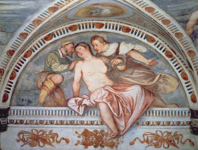 Śmierć Kleopatry, luneta, 1531-32 autorstwa Girolamo Romanino