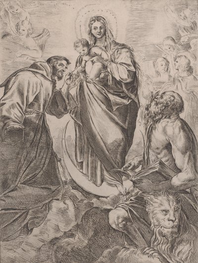 Dziewica ze świętymi Hieronimem i Franciszkiem, 1660-80. autorstwa Girolamo Rossi