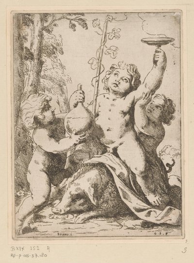 Bachanalia z trójką dzieci autorstwa Girolamo Scarselli