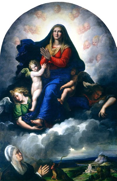 Objawienie Dziewicy, 15301540. autorstwa Girolamo da Carpi