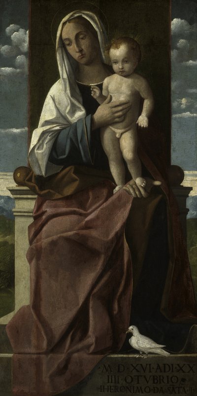 Dziewica i Dziecko na tronie autorstwa Girolamo da Santacroce