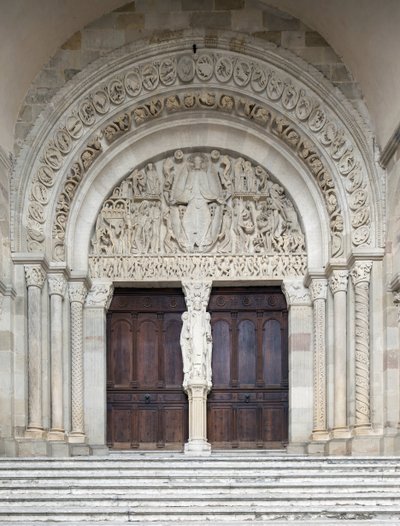 Sąd Ostateczny, portal centralny katedry Saint-Lazare, Autun, Francja autorstwa Gislebertus