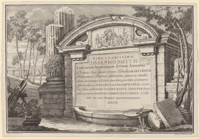 Klasyczne ruiny w krajobrazie: frontyspis autorstwa Giuliano Giampiccoli and Giovanni Battista Tiepolo