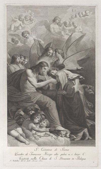 Chrystus podający Najświętszą Hostię klęczącej Świętej Katarzynie Sieneńskiej..., 1750-1812. autorstwa Giuliano Traballesi