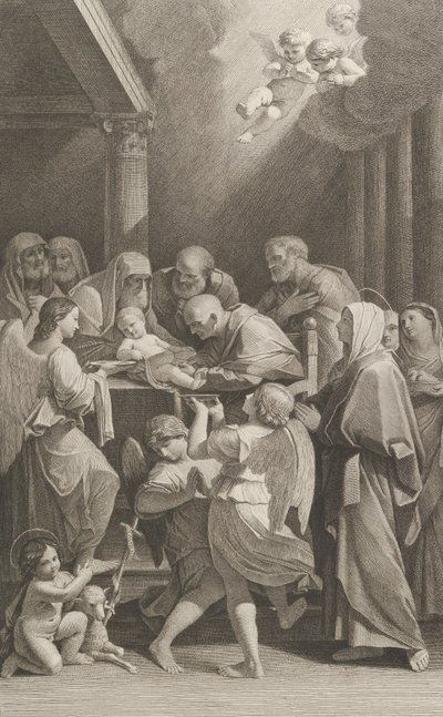 Obrzezanie Chrystusa, otaczająca go grupa mężczyzn, kobiet i aniołów..., ca. 1760-1800. autorstwa Giuliano Traballesi